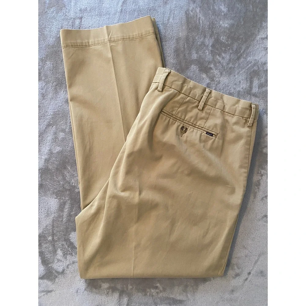 Polo Ralph Lauren Pants Sz 40/32 Tan Stretch Classic Fit Chino Business Casual